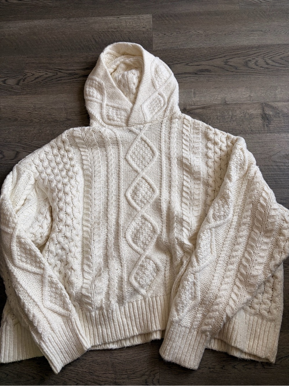 Fear of God Cable Knit Hooded Sweater in Cloud Dancer